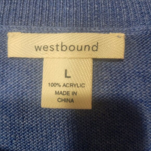 Westbound Medium Blue Soft as Cashmere Front Tie Sweater - Size L - Picture 6 of 7